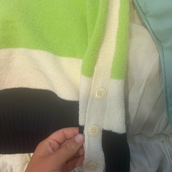 Talbots White, Lime, and Black Sweater - Picture 4 of 6